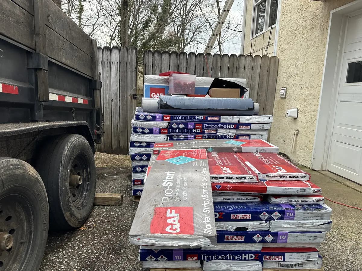 GAF Timberline HD shingles delivered to a jobsite