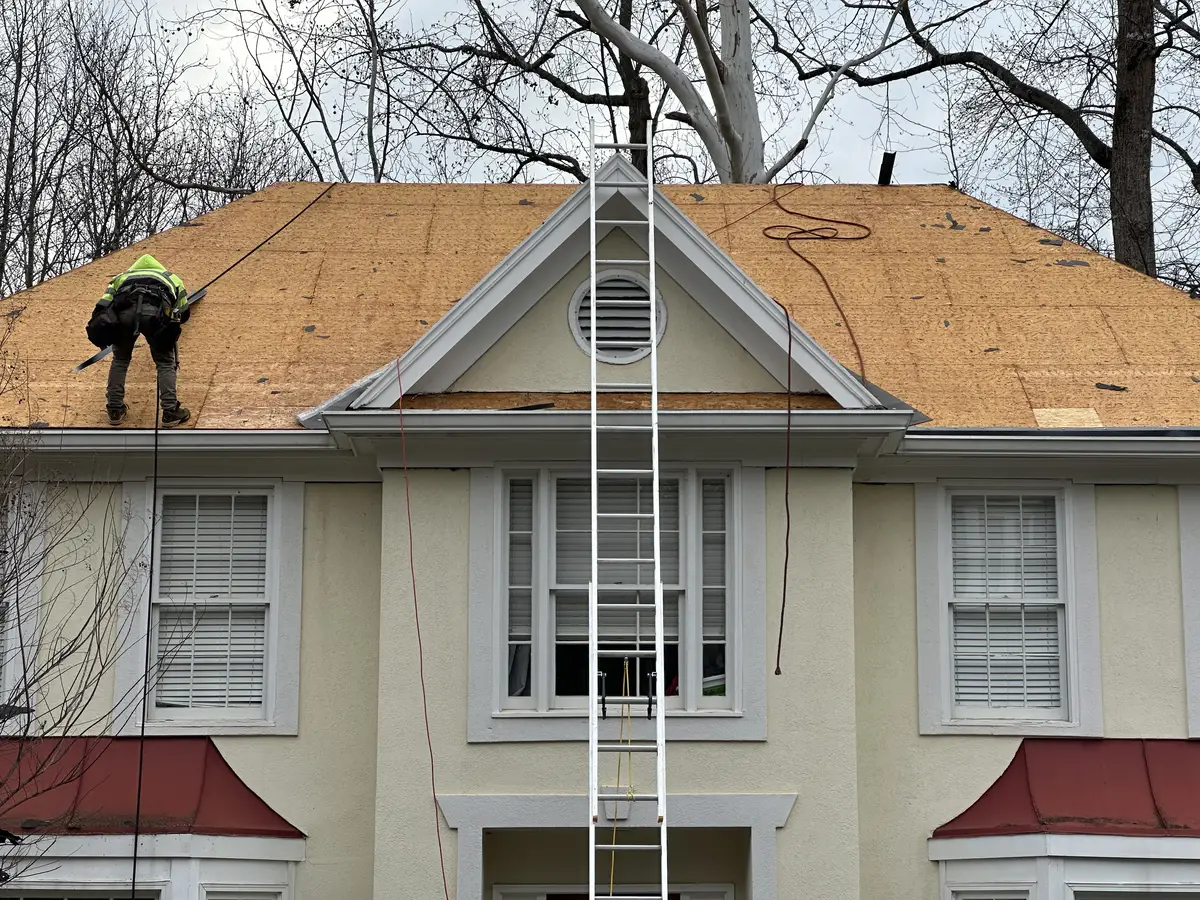 Bare Plywood Deck After Tear-Off
